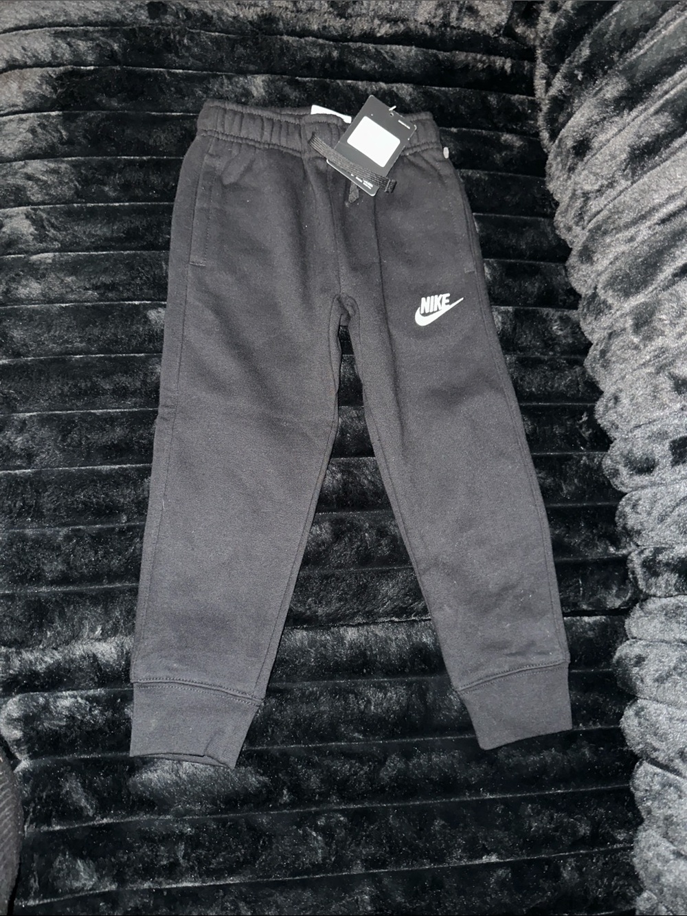 Nike Black Kids Fleece Joggers with White Logo